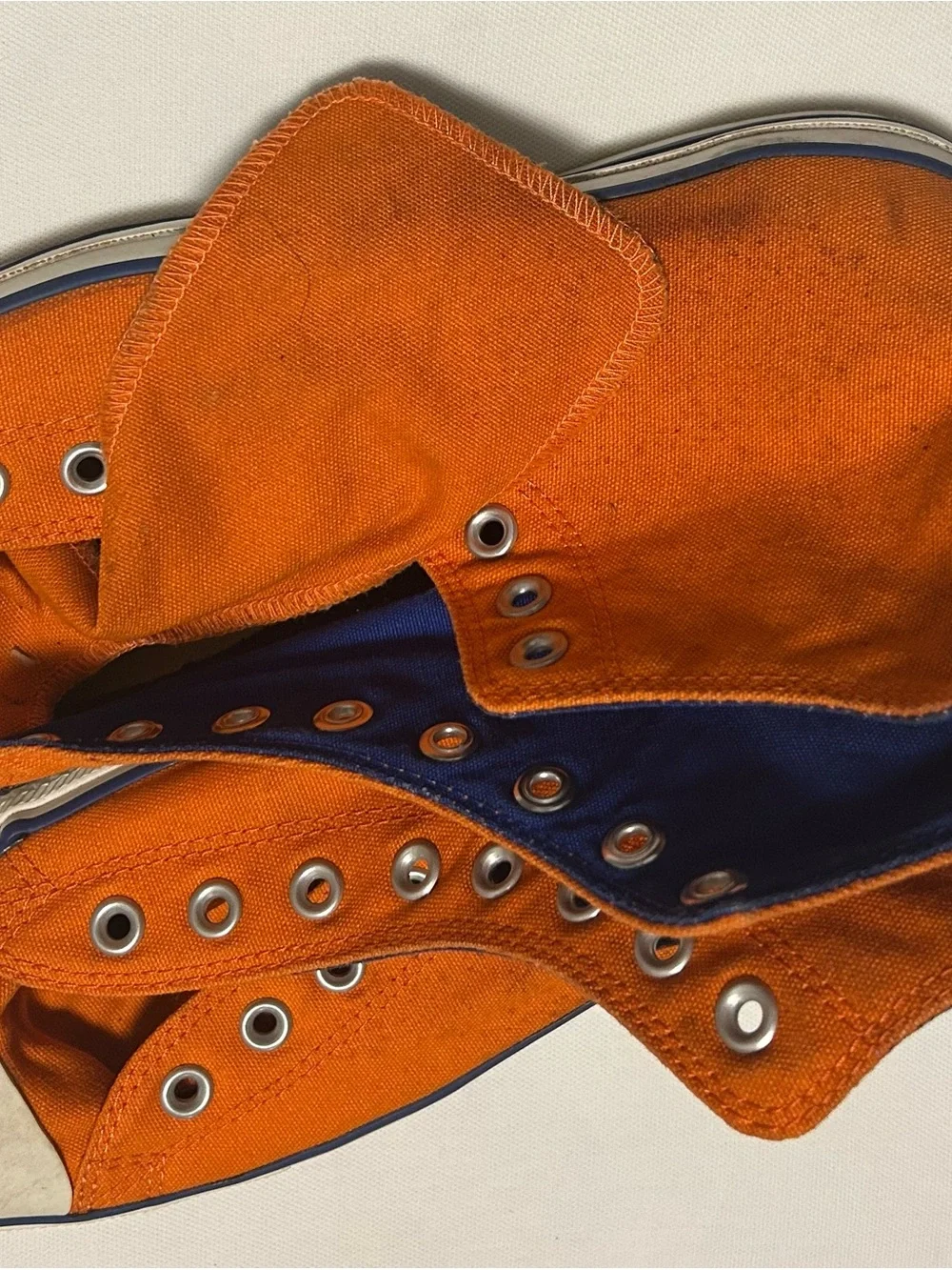 Converse Orange Canvas Low-Top Sneakers with Navy Trim - Picture 2 of 5